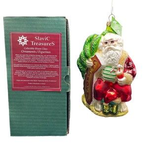 Slavic Treasures Glass Ornament CALIFORNIA SOUTHERN SANTA Signed Dated READ